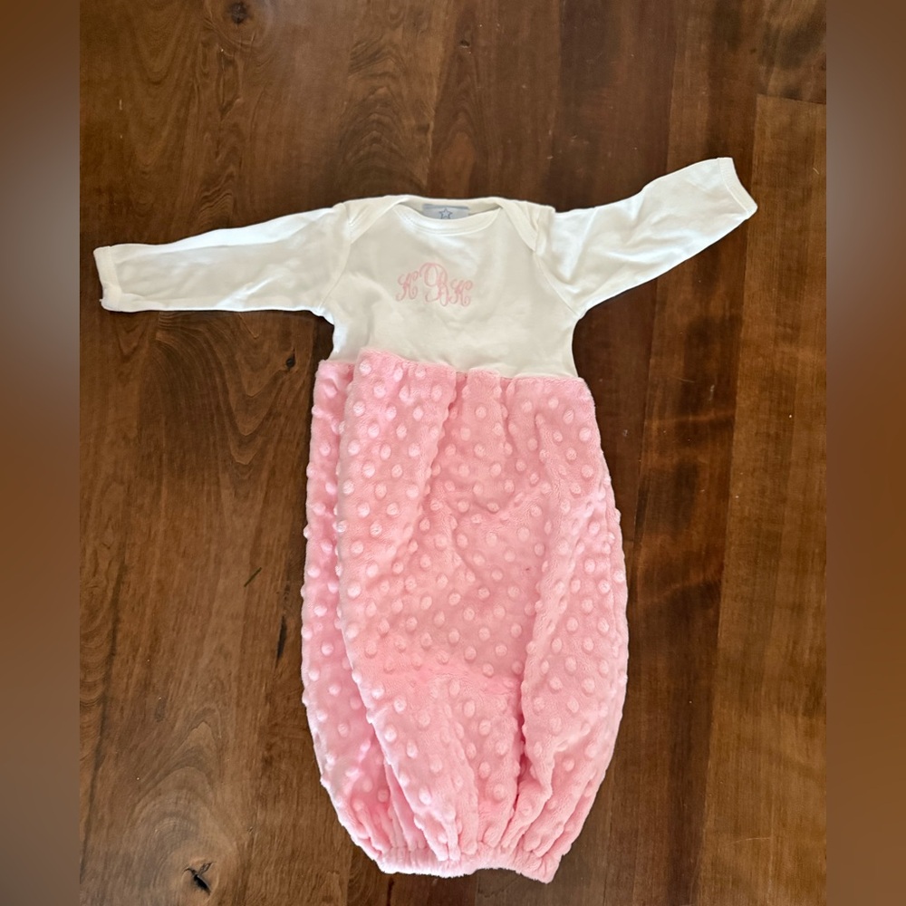 Princess linens brand embroidered baby gown 3-6 months pink and white